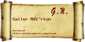 Galler Márton névjegykártya